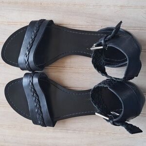 Marc Fisher Braided Ankle Strap Woven Y2K Buckle Classy Flat Sandals MFRIDEN